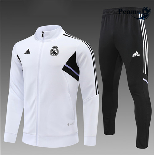 Maillot Foot Veste Survetement Real Madrid Enfant Blanc 2022-2023 peamu 429