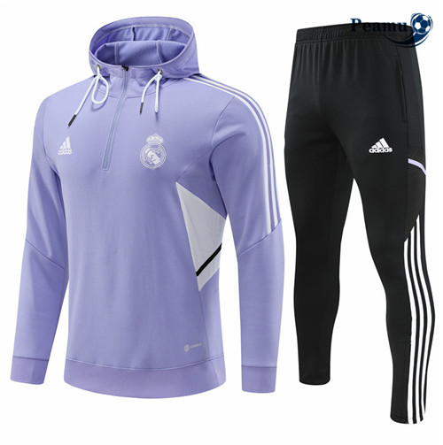 Maillot Foot Survetement Real Madrid à capuche Pourpre 2022-2023 peamu 269