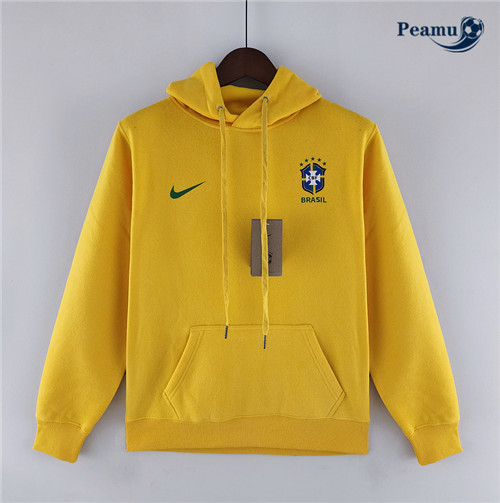 Maillot Foot Sweatshirt à capuche Bresil Jaune 2022-2023 peamu 630