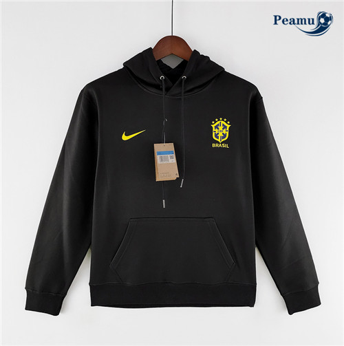 Maillot Foot Sweatshirt à capuche Bresil Noir 2022-2023 peamu 631