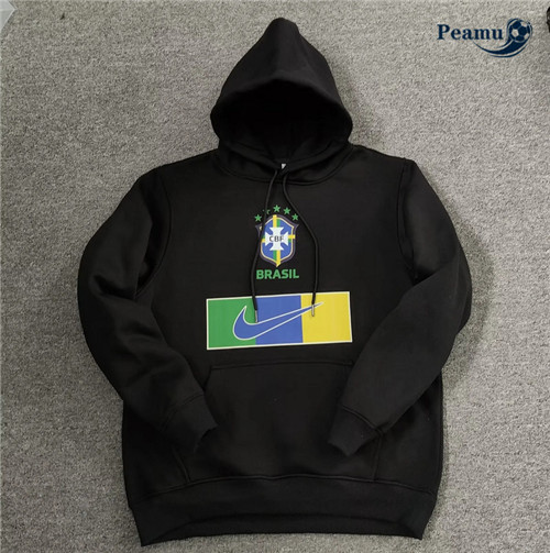 Maillot Foot Sweatshirt à capuche Bresil Noir 2022-2023 peamu 635