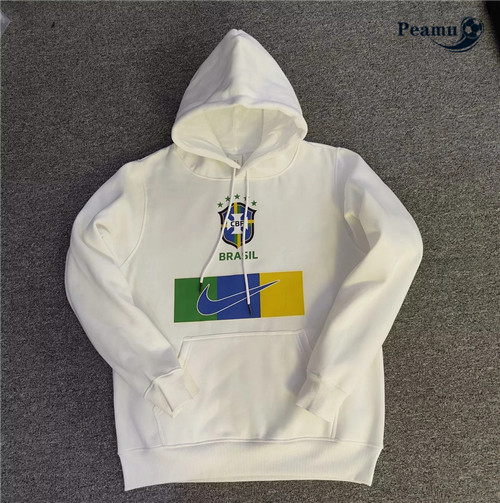 Maillot Foot Sweatshirt à capuche Bresil Blanc 2022-2023 peamu 637