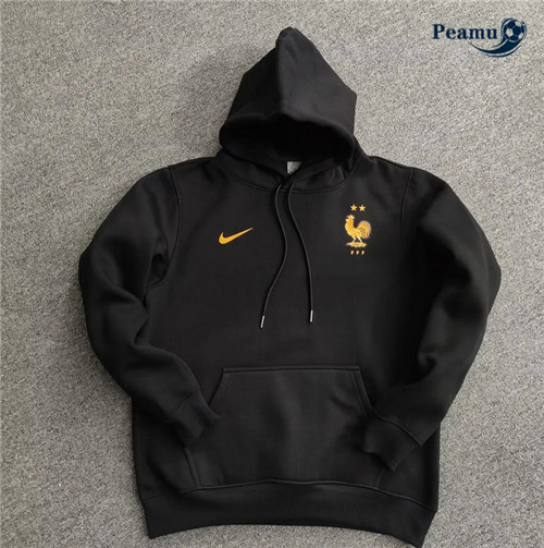 Maillot Foot Sweatshirt à capuche France Noir 2022-2023 peamu 642
