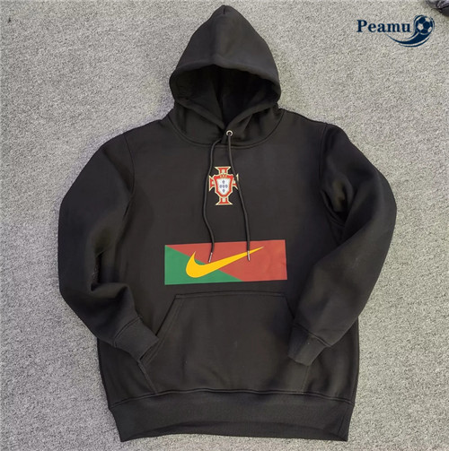 Maillot Foot Sweatshirt à capuche Portugal Noir 2022-2023 peamu 647