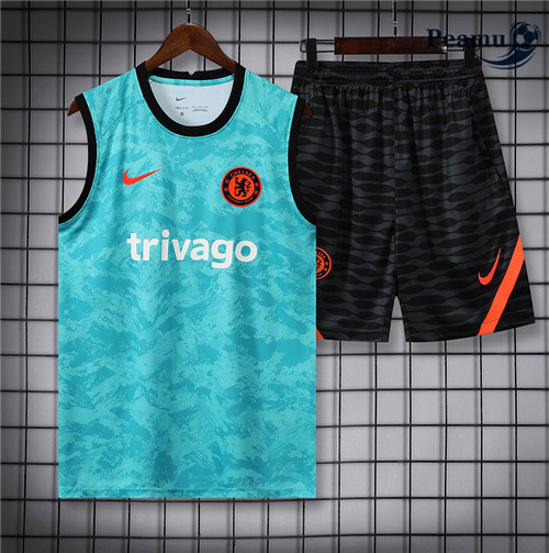 Peamu - Maillot Kit Entrainement Foot Chelsea Debardeur + Short 2022-2023 pfr470