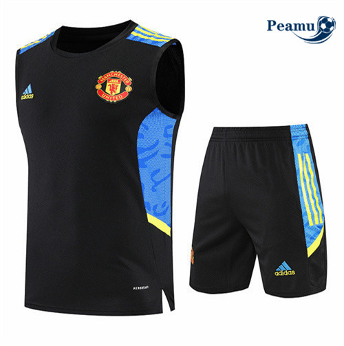 Peamu - Maillot Kit Entrainement Foot Manchester United Debardeur + Short 2022-2023 pfr490