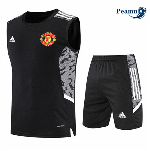 Peamu - Maillot Kit Entrainement Foot Manchester United Debardeur + Short 2022-2023 pfr492