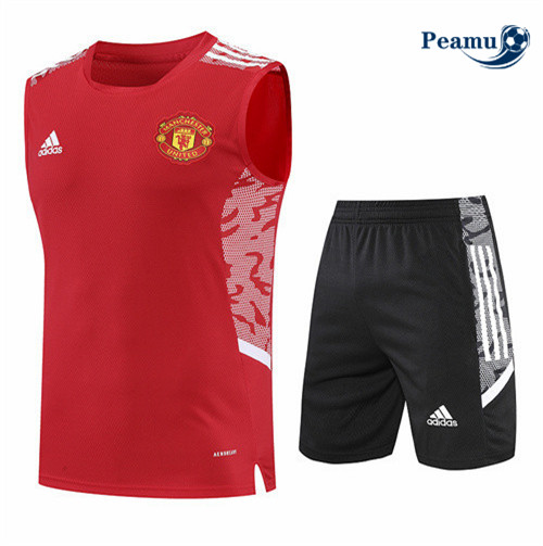 Peamu - Maillot Kit Entrainement Foot Manchester United Debardeur + Short 2022-2023 pfr493