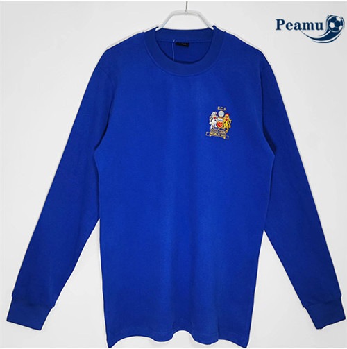 Peamu - Maillot foot Retro Manchester United Manche Longue Bleu 1968
