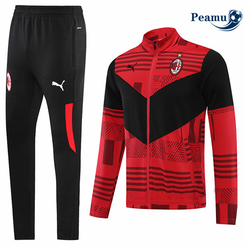 Peamu - Maillot Veste Survetement Foot AC Milan Rouge 2022-2023 pfr358
