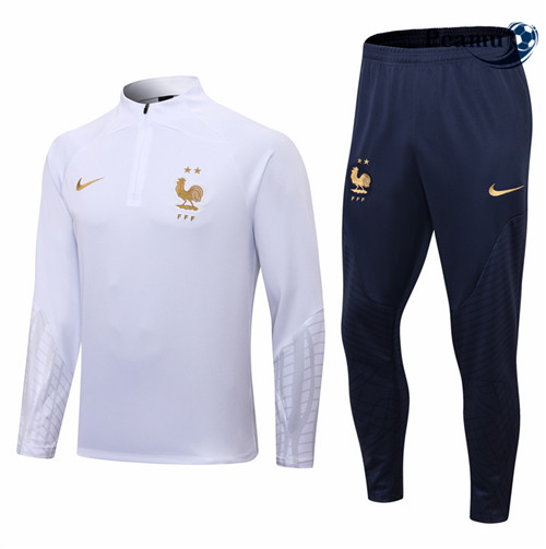 Peamu - Maillot Survetement Foot France Blanc 2022-2023 pfr346