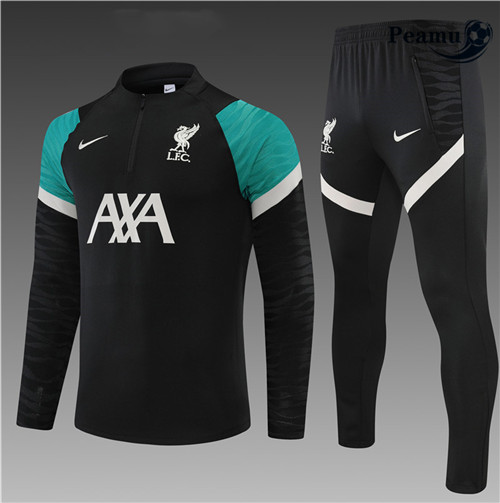 Peamu - Maillot Survetement Foot Liverpool Enfant Noir 2022-2023 pfr376