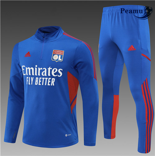 Peamu - Maillot Survetement Foot Lyon Enfant Bleu 2022-2023 pfr361