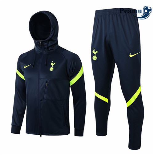 Peamu - Maillot Veste Survetement Foot Tottenham Hotspur à capuche Bleu Marine 2022-2023 pfr357