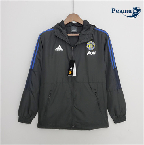 Peamu - Maillot Veste Coupe vent Foot Manchester United Noir 2022-2023 pfr532