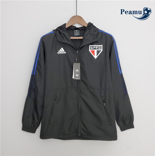 Peamu - Maillot Veste Coupe vent Foot Sao Paulo Noir 2022-2023 pfr520
