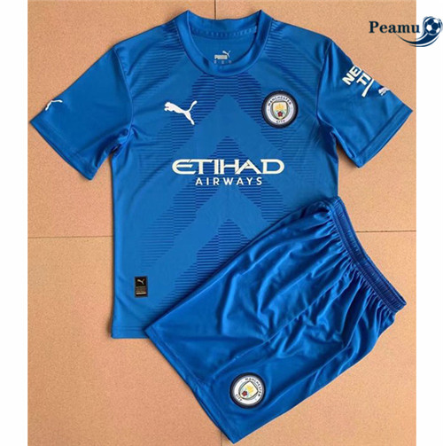 peamu.fr - Maillot foot Manchester City Enfant Gardien de but Bleu 2022-2023 F061