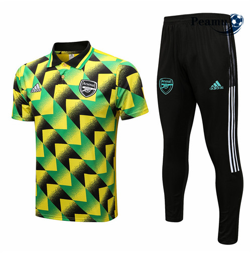 peamu.fr - Maillot foot Kit Entrainement Foot Polo Arsenal + Pantalon Jaune 2022-2023 F103