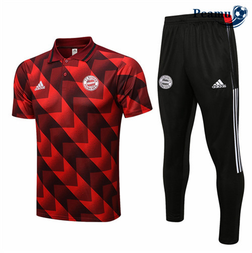 peamu.fr - Maillot foot Kit Entrainement Foot Polo Bayern Munich + Pantalon Rouge 2022-2023 F131
