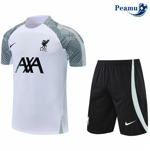peamu.fr - Maillot foot Kit Entrainement Foot Liverpool + Pantalon Blanc 2022-2023 F151