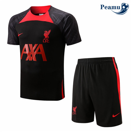 peamu.fr - Maillot foot Kit Entrainement Foot Liverpool + Pantalon Noir 2022-2023 F152