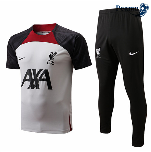 peamu.fr - Maillot foot Kit Entrainement Foot Liverpool + Pantalon Blanc 2022-2023 F153