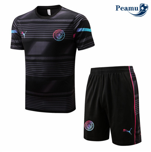 peamu.fr - Maillot foot Kit Entrainement Foot Manchester City + Pantalon Noir 2022-2023 F156