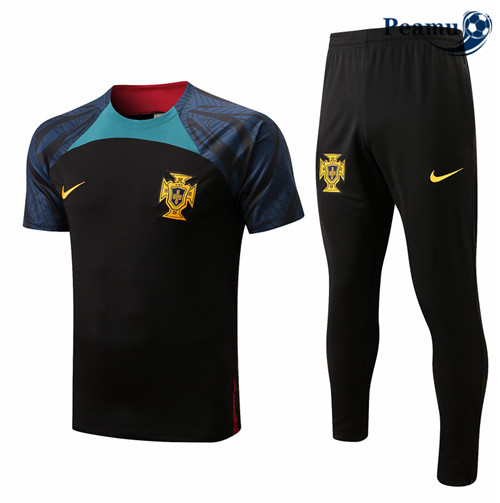 peamu.fr - Maillot foot Kit Entrainement Foot Portugal + Pantalon Noir 2022-2023 F162