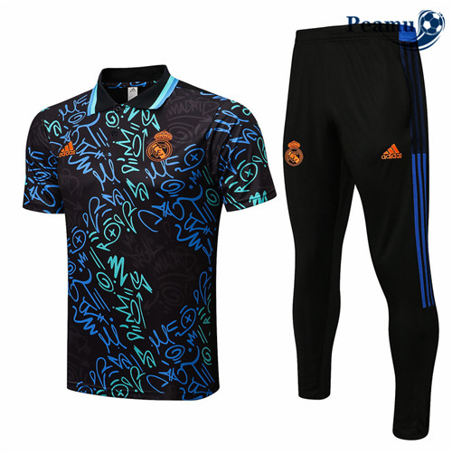 peamu.fr - Maillot foot Kit Entrainement Foot Polo Real Madrid + Pantalon Bleu 2022-2023 F169