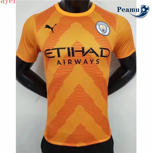 peamu.fr - Maillot foot Manchester City Player Version Gardien de but orange 2022-2023 F483