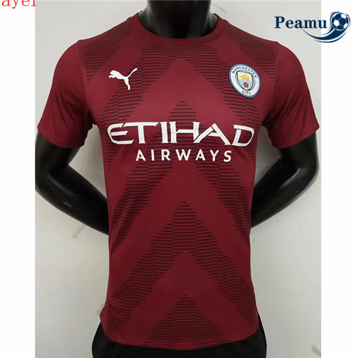 peamu.fr - Maillot foot Manchester City Player Version Gardien de but Rouge 2022-2023 F484
