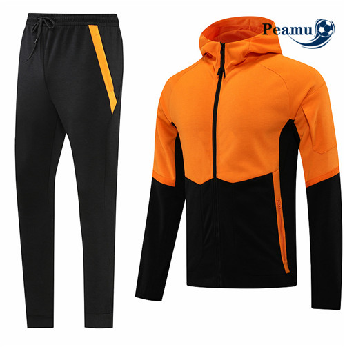 peamu.fr - Maillot foot Veste Survetement de foot Sans logo de marque à capuche Orange 2022-2023 F643