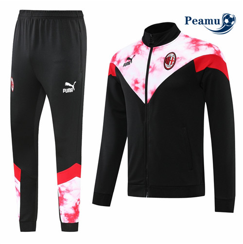peamu.fr - Maillot foot Veste Survetement de foot AC Milan Noir 2022-2023 F675