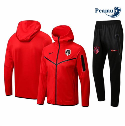 peamu.fr - Maillot foot Veste Survetement de foot Atletico Madrid à capuche Rouge 2022-2023 F676