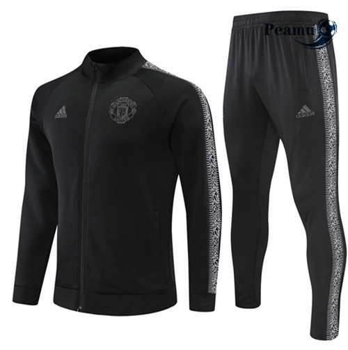 peamu.fr - Maillot foot Veste Survetement de foot Manchester United Noir 2022-2023 F688