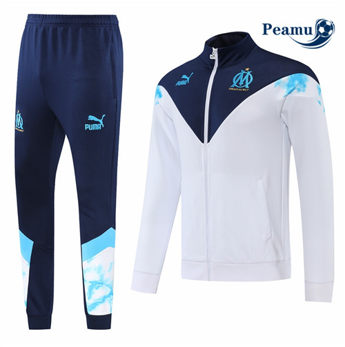 peamu.fr - Maillot foot Veste Survetement de foot Marseille Blanc 2022-2023 F690