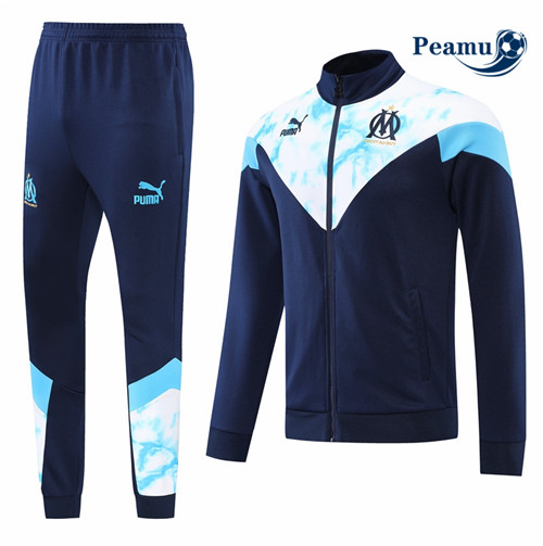 peamu.fr - Maillot foot Veste Survetement de foot Marseille Bleu 2022-2023 F691