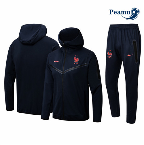 peamu.fr - Maillot foot Veste Survetement de foot France à capuche Noir 2022-2023 F702