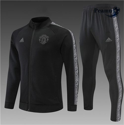 peamu.fr - Maillot foot Veste Survetement Foot Manchester United Enfant Noir 2022-2023 F707