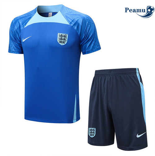 Peamu - Maillot Kit Entrainement Foot Angleterre + Pantalon Bleu 2022-2023