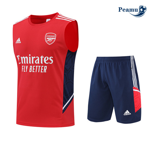 Peamu - Maillot Kit Entrainement Foot Arsenal Debardeur + Pantalon Rouge/Bleu Marine 2022-2023