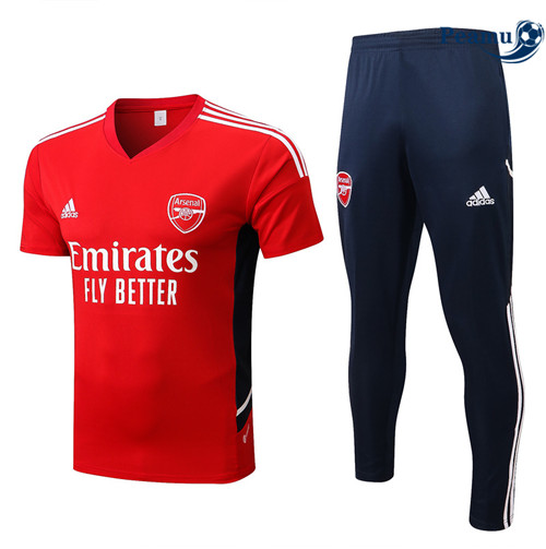Peamu - Maillot Kit Entrainement Foot Arsenal + Pantalon Rouge/Bleu Marine 2022-2023