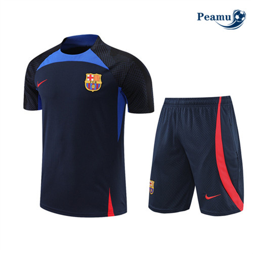 Peamu - Maillot Kit Entrainement Foot Barcelone + Pantalon Bleu Marine 2022-2023