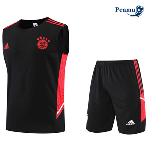 Peamu - Maillot Kit Entrainement Foot Bayern Munich Debardeur + Pantalon Noir 2022-2023