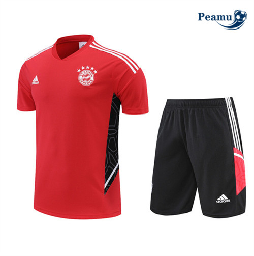 Peamu - Maillot Kit Entrainement Foot Bayern Munich + Pantalon Rouge/Noir 2022-2023