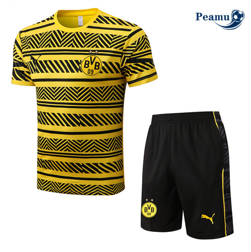 Peamu - Maillot Kit Entrainement Foot Borussia Dortmund + Pantalon Jaune/Noir 2022-2023