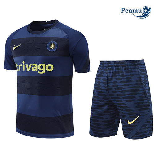 Peamu - Maillot Kit Entrainement Foot Chelsea + Pantalon Bleu Marine 2022-2023