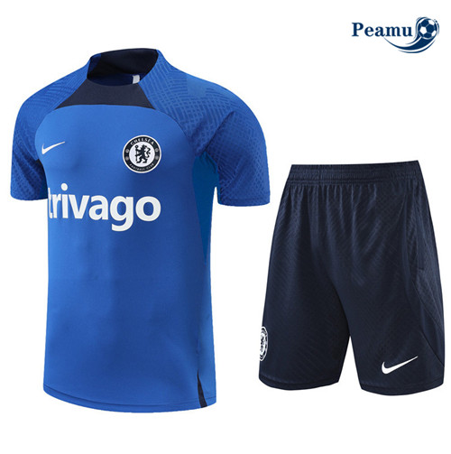 Peamu - Maillot Kit Entrainement Foot Chelsea + Pantalon Noir 2022-2023
