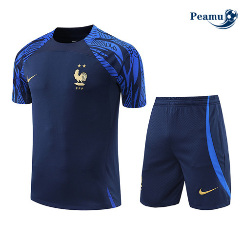 Peamu - Maillot Kit Entrainement Foot France + Pantalon Bleu Marine 2022-2023