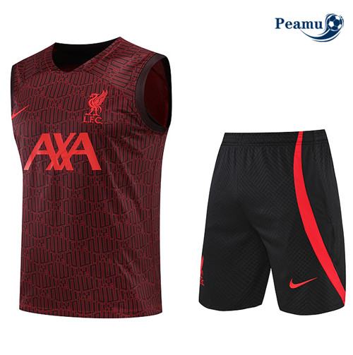 Peamu - Maillot Kit Entrainement Foot Liverpool Debardeur + Pantalon Rouge/Noir 2022-2023